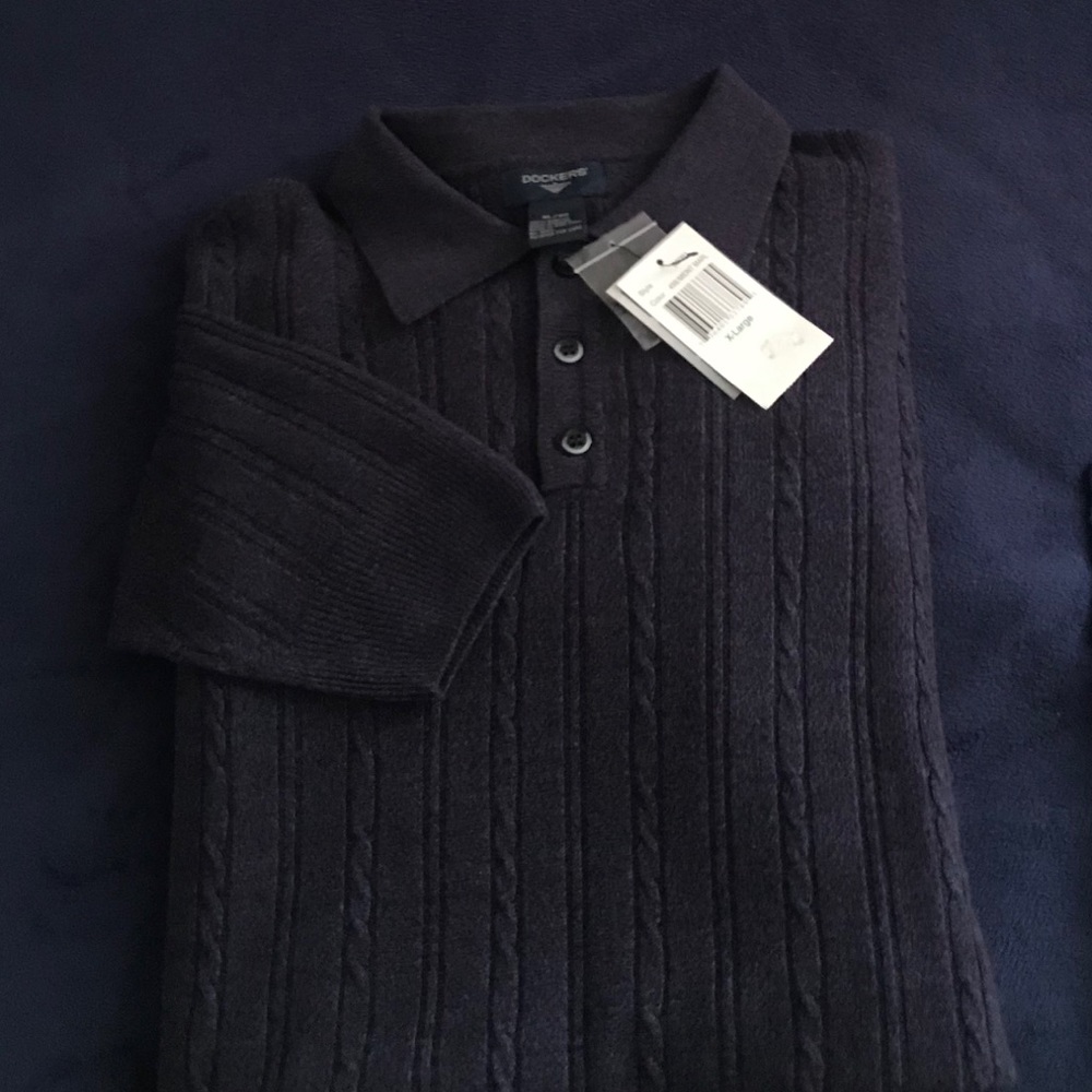 Dockers Mens size XL Blue Long Sleeve Polo Sweater
